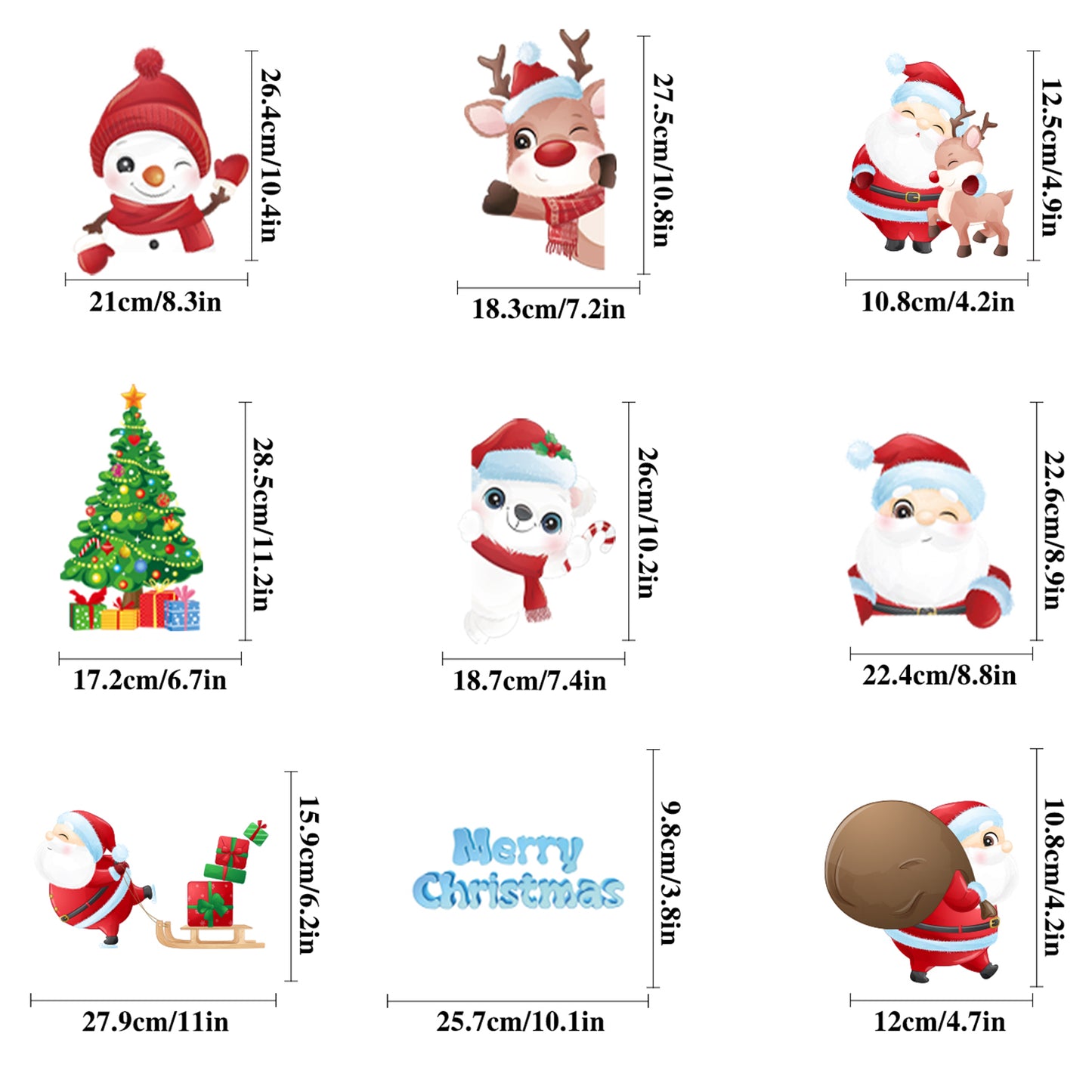 Hanylulu Christmas Window Decorations, 9 Style/192 PCS Stickers Decals DIY Window Clings Santa Claus Reindeer Penguin Snowman Christmas Window Decor Party Showcase Windows Glass Doors Supplies(BUY ON AMAZON)